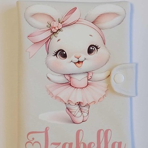 Nyuszi textil egészségügyi kiskönyv borító névvel , Otthon & Életmód, Papír, írószer, Egészségügyi kiskönyv borító, Varrás, Fotó, grafika, rajz, illusztráció, MESKA