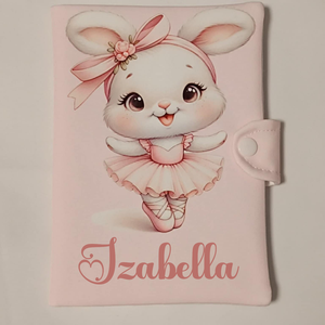Nyuszi textil egészségügyi kiskönyv borító névvel  - otthon & életmód - papír, írószer - egészségügyi kiskönyv borító - Meska.hu