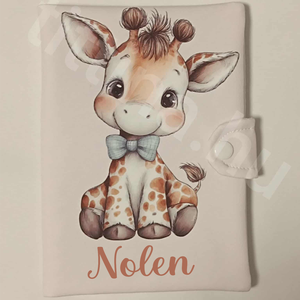 Zsiráf mintás textil egészségügyi kiskönyv borító névvel , Otthon & Életmód, Papír, írószer, Egészségügyi kiskönyv borító, Varrás, Fotó, grafika, rajz, illusztráció, MESKA