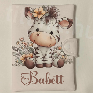 Zebra mintás textil egészségügyi kiskönyv borító névvel , Otthon & Életmód, Papír, írószer, Egészségügyi kiskönyv borító, Varrás, Fotó, grafika, rajz, illusztráció, MESKA