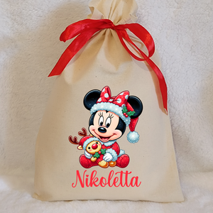 Névre szóló egyedi mintás mikulászsák natúr színben - Meska.hu