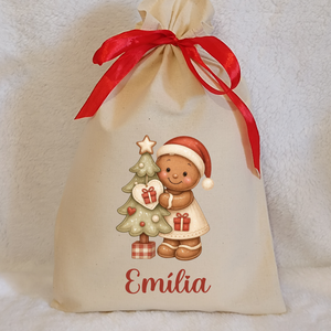 Névre szóló egyedi mintás mikulászsák natúr színben - Meska.hu