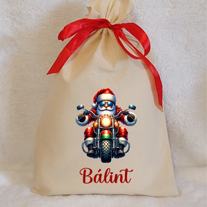 Névre szóló egyedi mintás mikulászsák natúr színben - Meska.hu