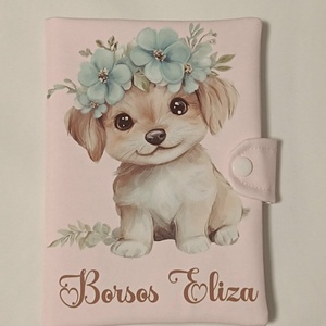 Kutyus mintás textil egészségügyi kiskönyv borító névvel  - Meska.hu