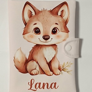 Farkas mintás textil egészségügyi kiskönyv borító névvel , Baba - mama, Babaemlékek, Egészségügyi kiskönyv borító, Varrás, Fotó, grafika, rajz, illusztráció, MESKA