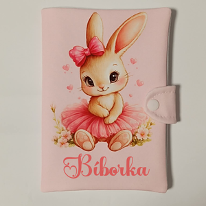 Nyuszis textil egészségügyi kiskönyv borító névvel  - Meska.hu