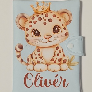 Leopárd textil egészségügyi kiskönyv borító névvel  - Meska.hu