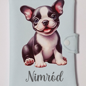 Kutyusos textil egészségügyi kiskönyv borító névvel , Baba - mama, Babaemlékek, Egészségügyi kiskönyv borító, Varrás, Fotó, grafika, rajz, illusztráció, MESKA