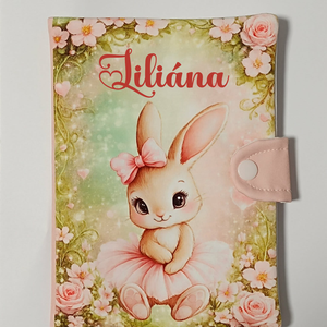 Nyuszi mintás textil egészségügyi kiskönyv borító névvel , Baba - mama, Babaemlékek, Egészségügyi kiskönyv borító, Varrás, Fotó, grafika, rajz, illusztráció, MESKA