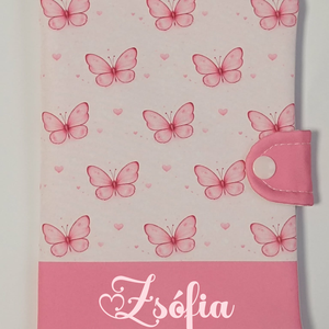 Pillangó mintás textil egészségügyi kiskönyv borító névvel  - Meska.hu