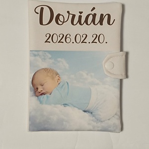 Fényképes egészségügyi kiskönyv borító névvel születési dátummal, Baba - mama, Babaemlékek, Egészségügyi kiskönyv borító, Varrás, Fotó, grafika, rajz, illusztráció, MESKA