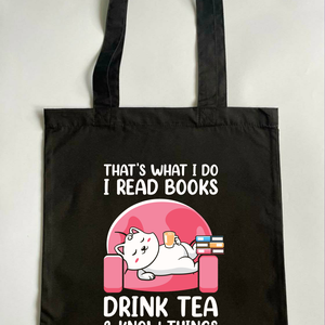 Vászontáska, textiltáska cicás könyves  - Meska.hu