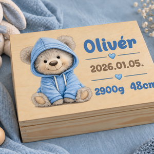  Emlékőrző doboz babáknak egyedi mintával, névvel és születési adatokkal  - Meska.hu