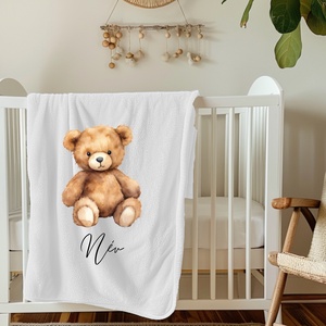 Névre szóló baba takaró maci mintával, Otthon & Életmód, Babaszoba, gyerekszoba, Babatakaró, gyerek pléd, , MESKA