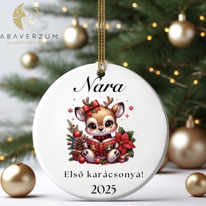 Névre szóló, első karácsonyos dísz, szarvas mintával - Meska.hu