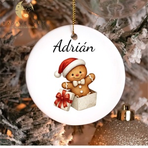 Névre szóló, karácsonyfa dísz, mézeskalács mintával, Karácsony, Karácsonyi lakásdekoráció, Karácsonyfadíszek, , MESKA