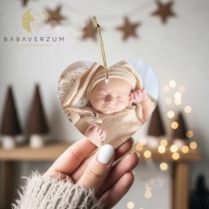 Szív alakú, akril fényképes, karácsonyfa dísz, Karácsony, Karácsonyi lakásdekoráció, Karácsonyfadíszek, , MESKA