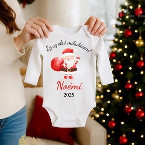Névre szóló, első mikulásos body, tlapó mintával, Ruha & Divat, Babaruha & Gyerekruha, Body, , MESKA