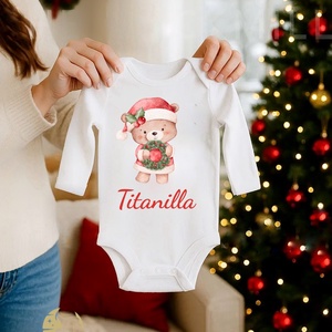 Névre szóló, karácsonyos body, maci mintával, Ruha & Divat, Babaruha & Gyerekruha, Body, , MESKA