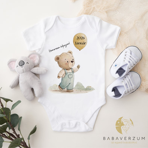 Bababejelentő macis body, dátummal, Baba - mama, Babaruházat, Baba body, , MESKA