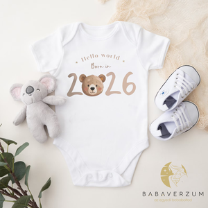 Bababejelentő body maci mintával, dátummal - Meska.hu