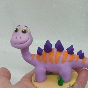 Liló Dínó Egyedi Örök Tortadísz  - otthon & életmód - konyhafelszerelés, tálalás - sütés, főzés - sütidísz - Meska.hu