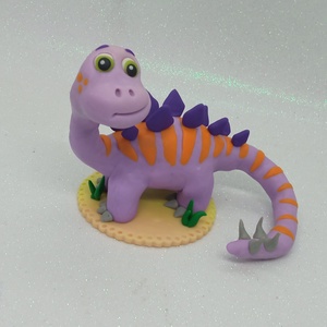 Liló Dínó Egyedi Örök Tortadísz  - otthon & életmód - konyhafelszerelés, tálalás - sütés, főzés - sütidísz - Meska.hu