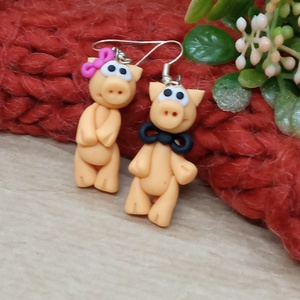 Malac pár gyurma fülbevaló - ékszer - fülbevaló - lógó fülbevaló - Meska.hu