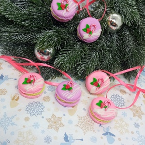 Rózsaszín vaníliás Macaron Karácsonyfadísz szett ,gyermekbarát karácsonyfadísz, karácsonyi dekor  - karácsony - karácsonyi lakásdekoráció - karácsonyfadíszek - Meska.hu
