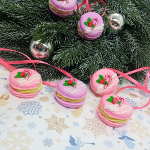 Rózsaszín vaníliás Macaron Karácsonyfadísz szett ,gyermekbarát karácsonyfadísz, karácsonyi dekor  - karácsony - karácsonyi lakásdekoráció - karácsonyfadíszek - Meska.hu