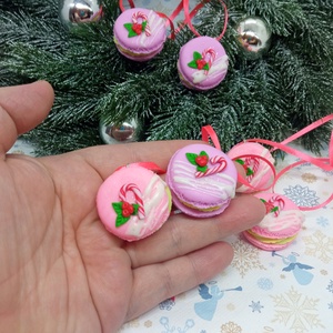 Rózsaszín vaníliás Macaron Karácsonyfadísz szett ,gyermekbarát karácsonyfadísz, karácsonyi dekor  - karácsony - karácsonyi lakásdekoráció - karácsonyfadíszek - Meska.hu