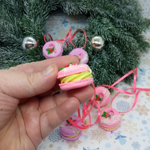 Rózsaszín vaníliás Macaron Karácsonyfadísz szett ,gyermekbarát karácsonyfadísz, karácsonyi dekor  - karácsony - karácsonyi lakásdekoráció - karácsonyfadíszek - Meska.hu