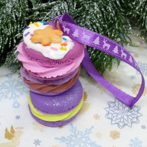 Macaron torony Karácsonyfadísz gyermekbarát karácsonyfadísz, karácsonyi dekor  - karácsony - karácsonyi lakásdekoráció - karácsonyfadíszek - Meska.hu