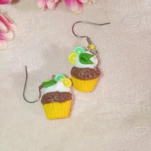 Citrusos Muffin fülbevaló , Ékszer, Fülbevaló, Lógó fülbevaló, Ékszerkészítés, Gyurma, MESKA