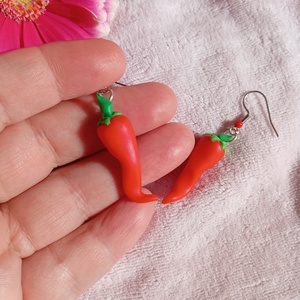 Chili fülbevaló , Ékszer, Fülbevaló, Lógó fülbevaló, Ékszerkészítés, Gyurma, MESKA