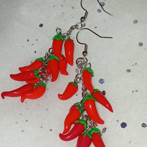 Paprika fűzér fülbevaló , Ékszer, Fülbevaló, Lógó fülbevaló, Gyurma, Ékszerkészítés, MESKA