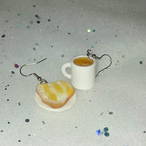 Vajas mézes kenyér citromos teával fülbevaló  - ékszer - fülbevaló - lógó fülbevaló - Meska.hu