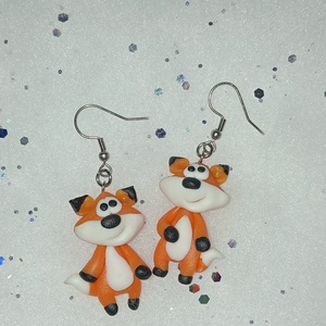 Róka  fülbevaló , Ékszer, Fülbevaló, Lógó fülbevaló, Gyurma, Ékszerkészítés, MESKA