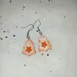 Karácsonyi linzer  fülbevaló   - ékszer - fülbevaló - lógó fülbevaló - Meska.hu