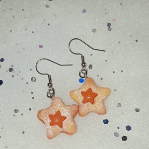 Karácsonyi linzer csillag fülbevaló   - ékszer - fülbevaló - lógó fülbevaló - Meska.hu