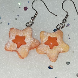 Karácsonyi linzer csillag fülbevaló  , Ékszer, Fülbevaló, Lógó fülbevaló, Ékszerkészítés, Gyurma, MESKA