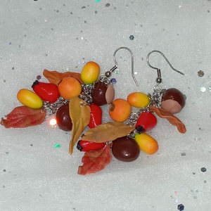 Igazi ősz fülbevaló , Ékszer, Fülbevaló, Lógó fülbevaló, Gyurma, Ékszerkészítés, MESKA