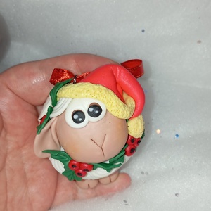 Sapkás Fehér duci bárány  Karácsonyfadísz gyermekbarát karácsonyfa dísz, karácsonyi dekor  - Meska.hu