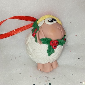 Sapkás Fehér duci bárány  Karácsonyfadísz gyermekbarát karácsonyfa dísz, karácsonyi dekor  - karácsony - karácsonyi lakásdekoráció - karácsonyfadíszek - Meska.hu