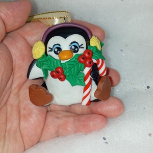 Cuki fülmelegítős Pingvin Karácsonyfadísz - karácsony - karácsonyi lakásdekoráció - karácsonyfadíszek - Meska.hu