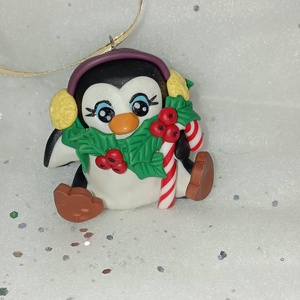 Cuki fülmelegítős Pingvin Karácsonyfadísz - Meska.hu