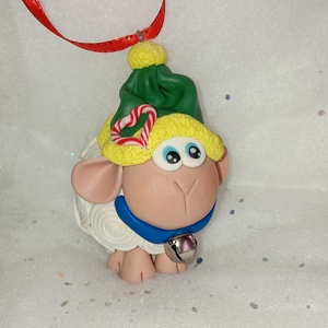 Sapkás fiú Fehér duci bárány  Karácsonyfadísz gyermekbarát karácsonyfa dísz, karácsonyi dekor  - karácsony - karácsonyi lakásdekoráció - karácsonyfadíszek - Meska.hu