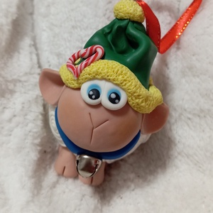 Sapkás fiú Fehér duci bárány  Karácsonyfadísz gyermekbarát karácsonyfa dísz, karácsonyi dekor  - Meska.hu