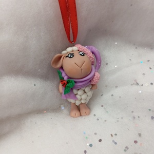 Sapkás sálas fehér bárány  Karácsonyfadísz gyermekbarát karácsonyfa dísz, karácsonyi dekor  - karácsony - karácsonyi lakásdekoráció - karácsonyfadíszek - Meska.hu