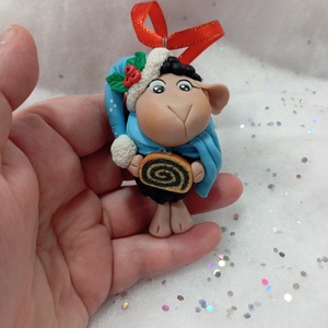 Sapkás bejglis fekete bárány  Karácsonyfadísz gyermekbarát karácsonyfa dísz, karácsonyi dekor  - karácsony - karácsonyi lakásdekoráció - karácsonyfadíszek - Meska.hu